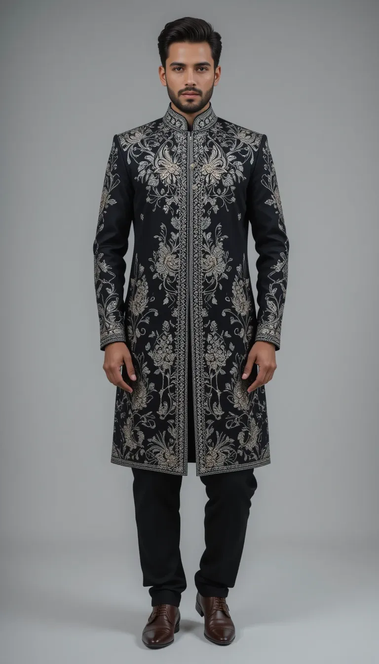 Home 4 black sherwani embroidery design 65