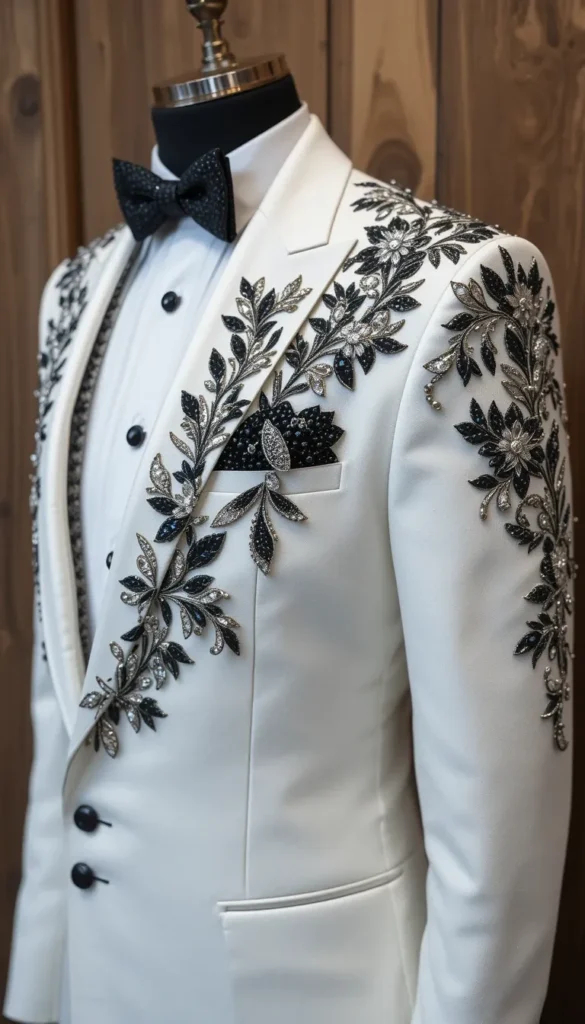 casual outfits with white blazer|Top 20 free patterns embroidery ai photo generator embroidery on black 5 casual outfits with white blazer ai embroidery 14